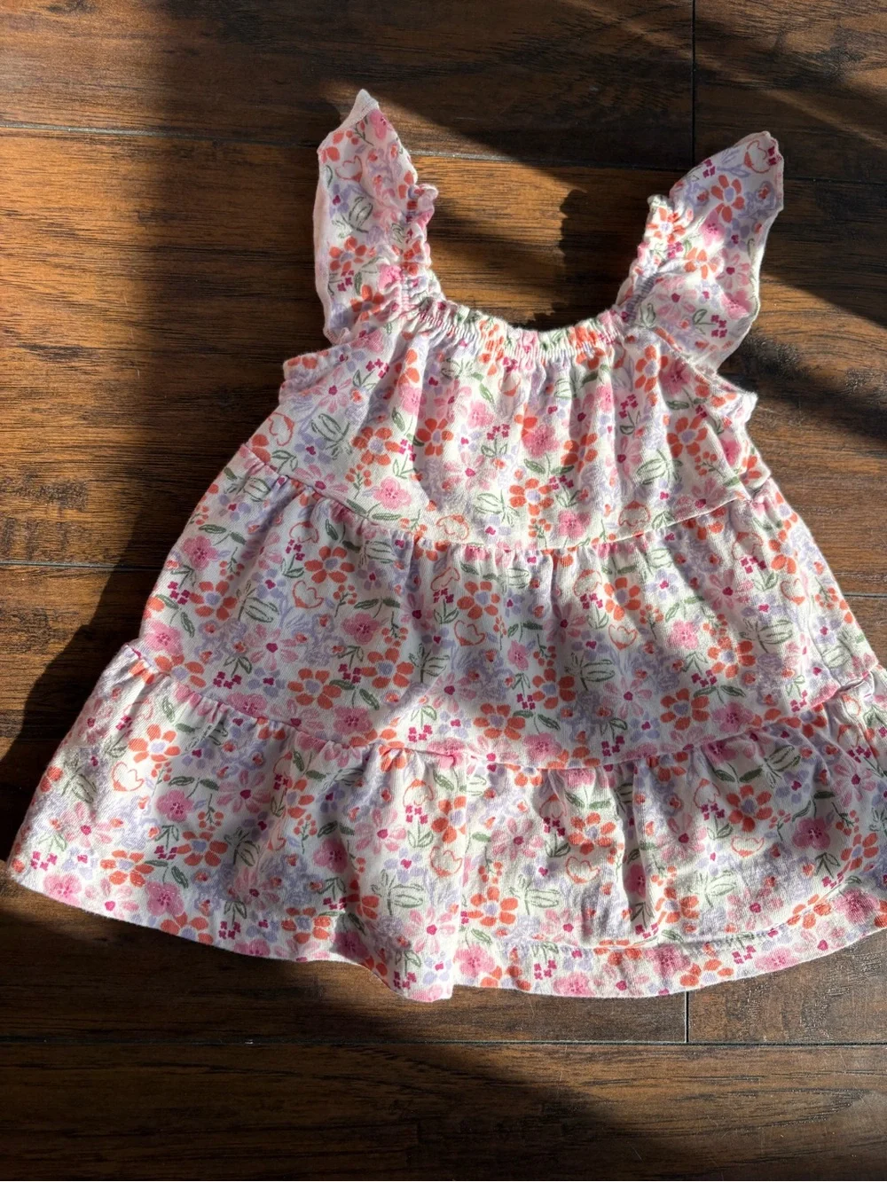 Carter’s Baby Girl Floral Tiered Dress 6M – Ruffle Sleeves
